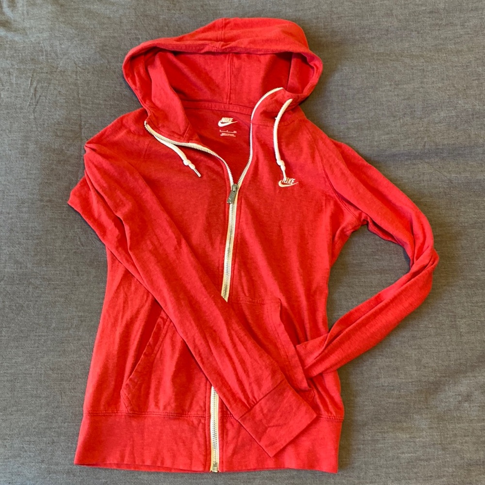 Red Nike zip up hoodie